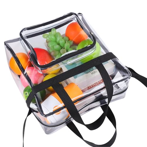 Clear Stadium Approved Bag with Front Accessory - Black