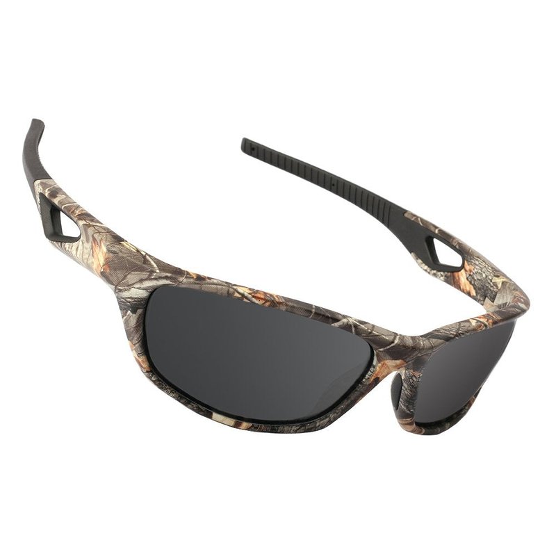 MOTELAN Polarized Outdoor Sports Sunglasses Tr90 Camo Frame for Men Women Driving Fishing Hunting Reduce Glare (Black Grey)
