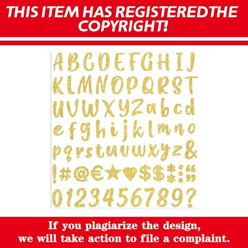 Gold Glitter Letter Stickers Set - 648 Pcs, 1 Inch