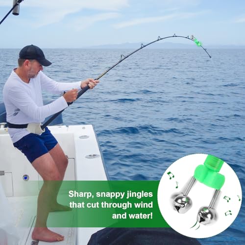 25 PCS Fishing Rod Bells with Tip up Lights, Dual Bite Alarms for