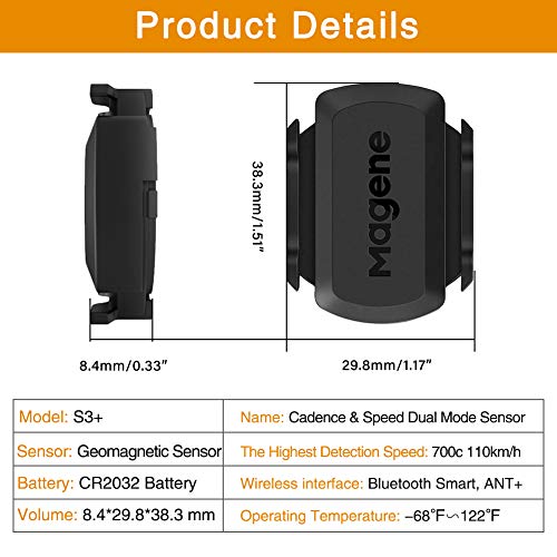 Wireless Speed and Cadence Sensor for Cycling - Bluetooth & ANT+
