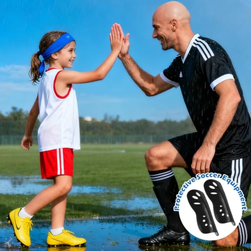 Soccer Shin Guards - Lightweight & Breathable Protective Gear - Black & White