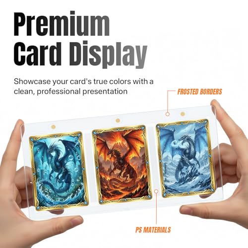 3-Slot Magnetic Trading Card Holder Case – Clear Acrylic Display