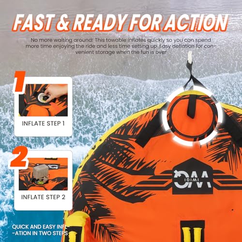 Heavy-Duty Towable Tube for Boating - 840D Nylon, 2 Rider - Maple Leaf