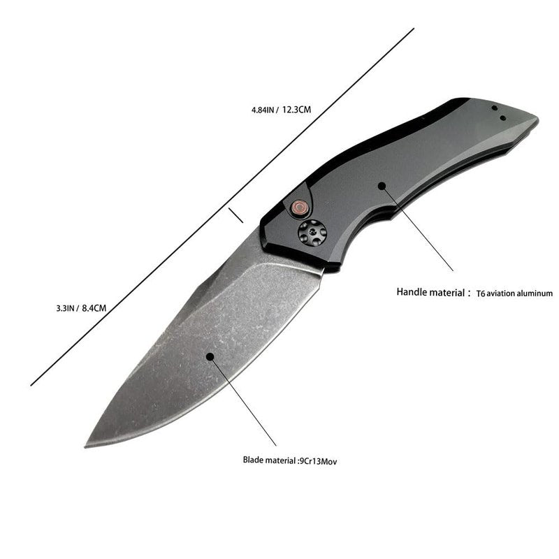 3.3'' 9Cr13MoV Steel Blade T6 Aviation Aluminum Handles Button Opening Speed Safe Assisted Outdoor Survival Knife EDC Hunting Tool Folding Pocket Knife with Clip