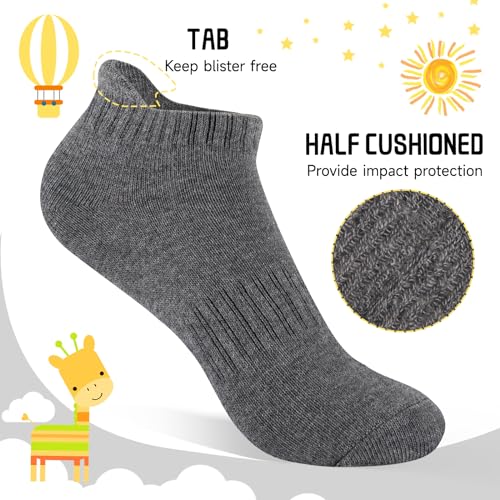 Comfoex Kids Ankle Socks 16 Pairs for Boys & Girls, Athletic Cushioned Low Cut Socks, 4-10 Years Old, 4 Color Variations