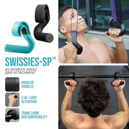 Kensui Swissies Pull Up Handles with 45° Angled Grip for Bars & Cables - Teal, Pair