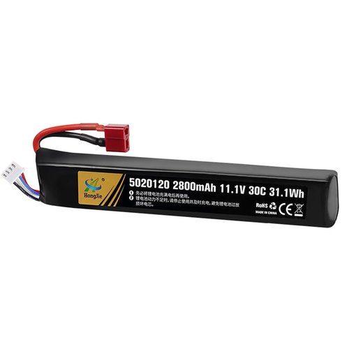 Itexkun 11.1V 2800mAh Airsoft Stick Battery T Plug LiPo Battery 3S 30C Pack for Airsoft Guns AK47,MP5K,MP5,Scar,M249,AUG,AEG