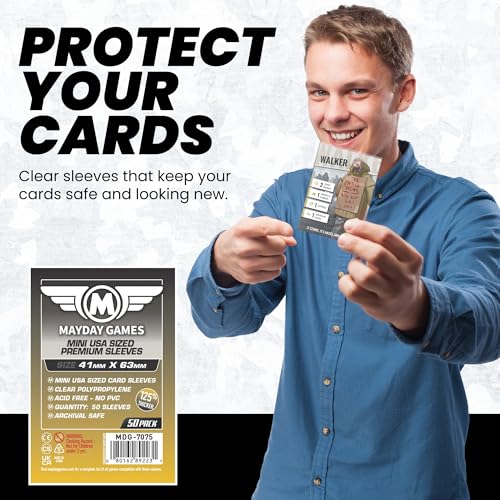 Premium Mini USA Board Game Card Sleeves - 41mm x 63mm - 50 Pack