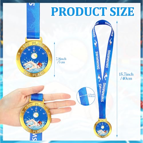 Swimming Award Medals Set - Gold, Silver, Bronze - 3 Pieces