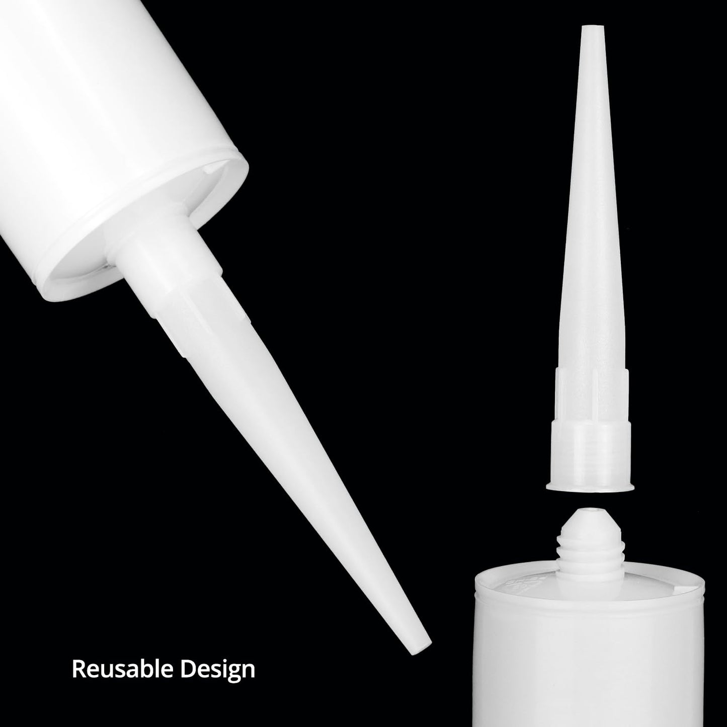 QWORK Empty Caulking Sealant Tubes - 11 Oz Capacity Each, 4 Pack Reusable Plastic, for Standard Caulking Guns