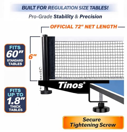 Premium Table Tennis Net and Post Set with Screw Clamp