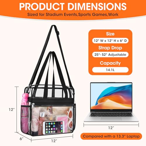 Clear Tote Bag - Stadium Approved 12x6x12 for Work & Sports