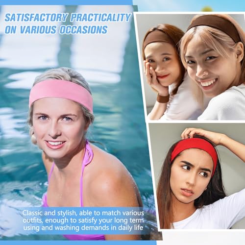 12 Pack Sport Headbands - Elastic Sweatbands for Women, 12 Colors