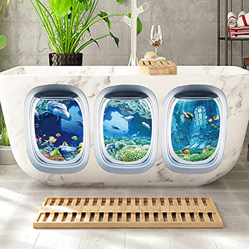 Wall Stickers, Ocean World Theme, 3Pcs Decals Removable for Bathroom
