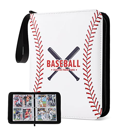 GEAGMAGC Baseball Card Binder 440-Pocket Trading Card Holder with Sleeves - 2.5x3.5 Cards, Water-Resistant PU Leather, 55 Sleeve Capacity