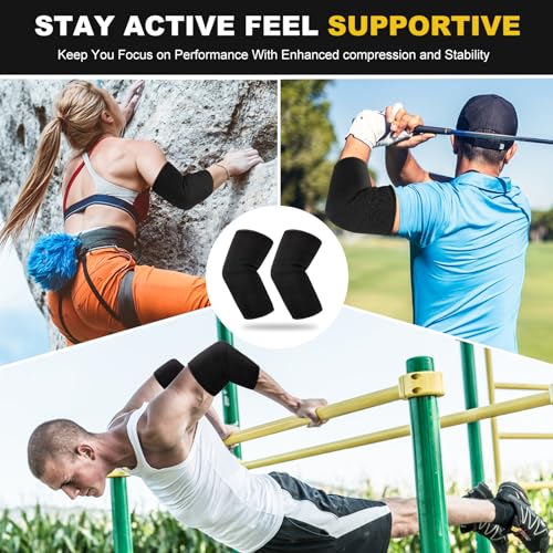 Elbow Compression Sleeves - Breathable Brace Support for Sports - Black 1 Pair