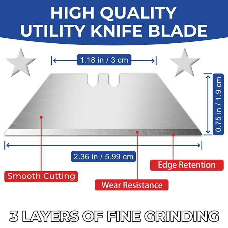 DIYSELF Utility Knife Blades - 200-Pack SK5 Steel Box Cutter Blades Refills with Dispenser