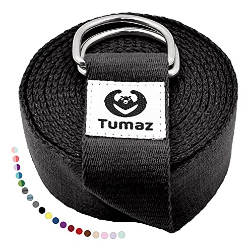 Yoga Strap for Stretching with Adjustable D-Ring - 6 Feet Black