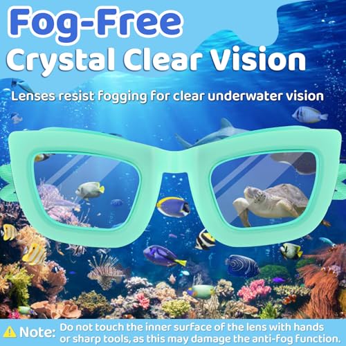 Vvinca 2 Pack Kids Swim Goggles with Bungee Strap, UV Protection, Blue & Green, for Ages 3-8