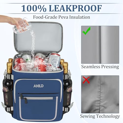 ANILD 40-Can Insulated Leakproof Cooler Backpack (Blue) for Men & Women