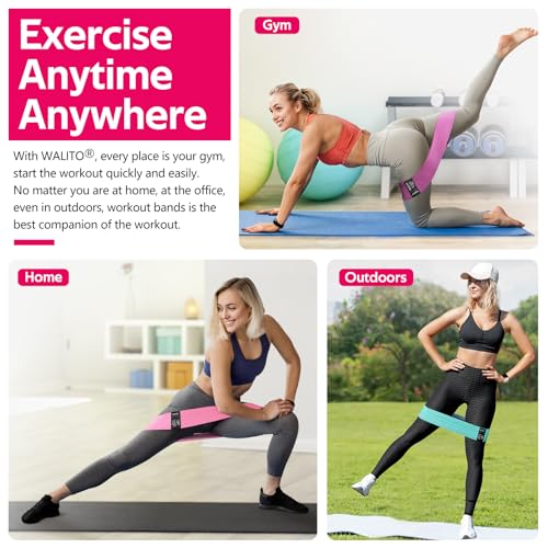 Fabric Resistance Bands Set for Glutes and Legs - Pink, Aqua, Purple