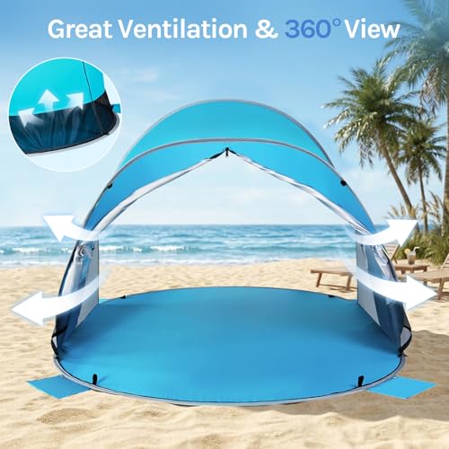 Pop Up Beach Tent Sun Shelter with UPF50+ UV Protection, Fits 3