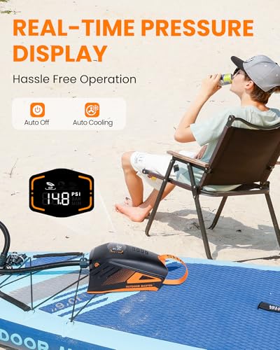 OutdoorMaster Shark 3 Paddle Board Pump Electric 74Wh- 3'50" Fast