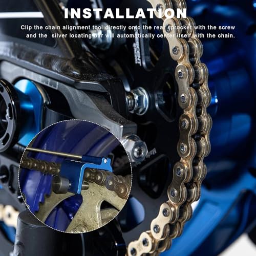 Motorcycle Chain Alignment Tool - Aluminum Sprocket Adjuster - Blue