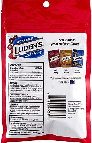 Sugar Free Wild Cherry Throat Drops - 25 Lozenge Pack of 2