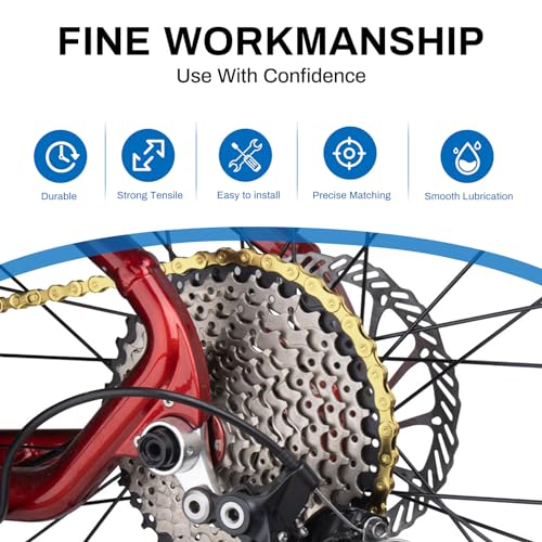 Gold 6/7/8 Speed Bike Chain - 1/2x3/32 Inch, 116 Links