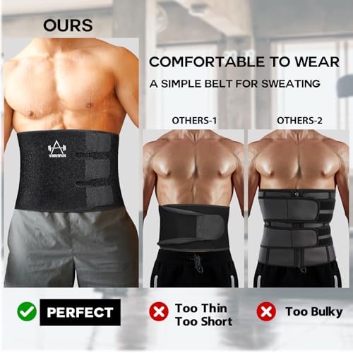 Waist Trimmer Belt for Men & Women - 9" Width x 45" Length - Black