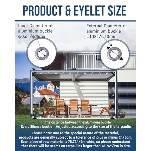 FoundGo Clear PVC Vinyl Tarp - 7'x8' - 14 Mil Thickness - Transparent Polytarp with Metal Grommets - Waterproof, UV & Tear Resistant - Ideal for Protection Against Cold Weather & Elements