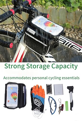 Waterproof Bicycle Phone Holder Bag - Touchscreen, Red