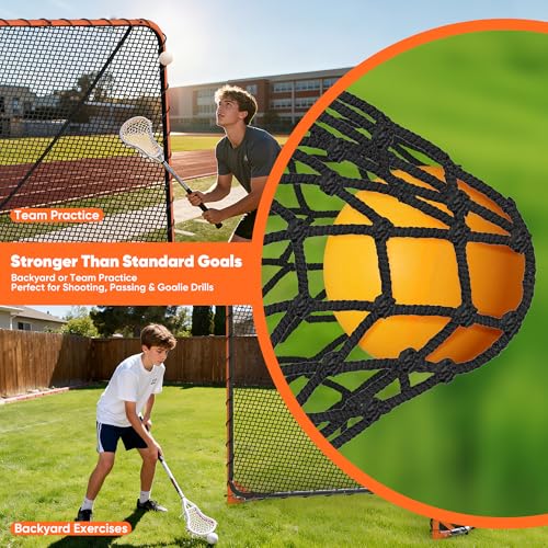 Portable Folding Lacrosse Goal Net - 6' x 6' x 7' - Black