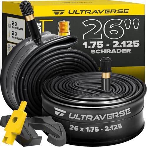 26" Bicycle Inner Tubes Set of 2 - Schrader Valve, Butyl Rubber