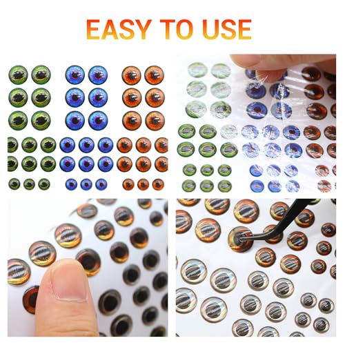 276pcs Fishing Lure Eyes Set with Tweezer - 3D, 4D, 5D, 6 Sizes