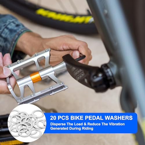 20PCS Stainless Steel Bicycle Pedal Washers - 9/16" Extenders