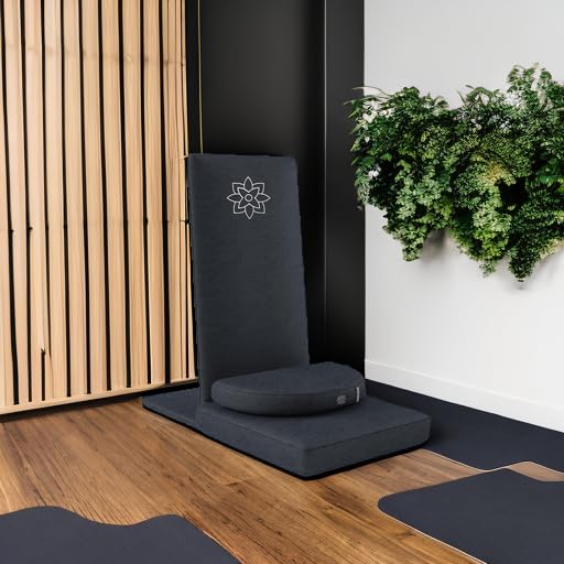 Folding Meditation Chair with Back Support - Charcoal Black