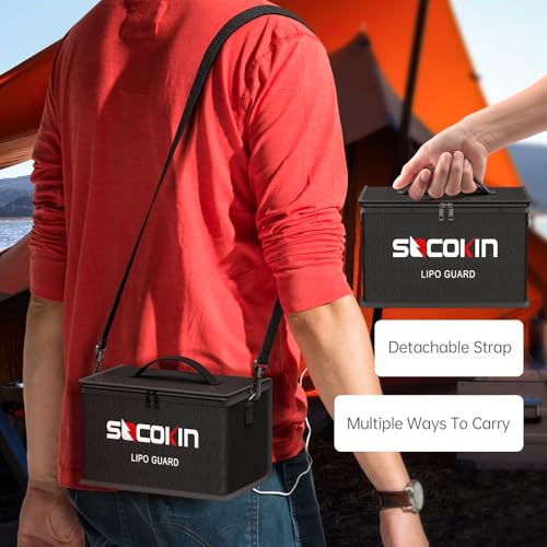 Lipo Battery Safe Bag Fireproof Explosionproof Bags Large Capacity Adjustable Lipo Bag (10.6 * 6.7 * 6.7 in)