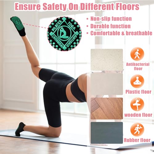 Non-Slip Grip Socks for Women - 4 Pack Yoga Barre Ballet