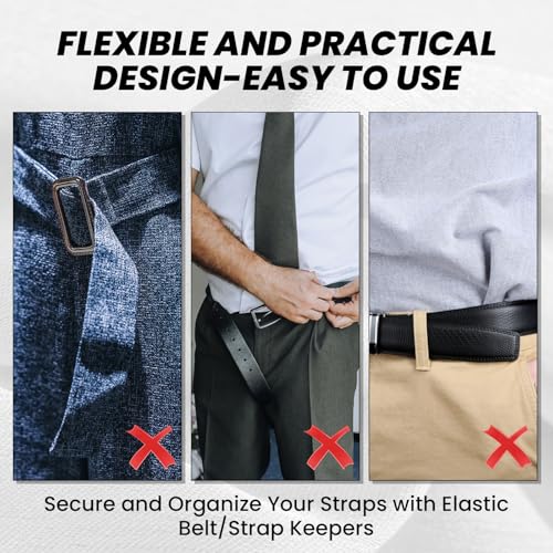 10Pcs Elastic Belt Keepers for 1.5 Inch Straps - Black