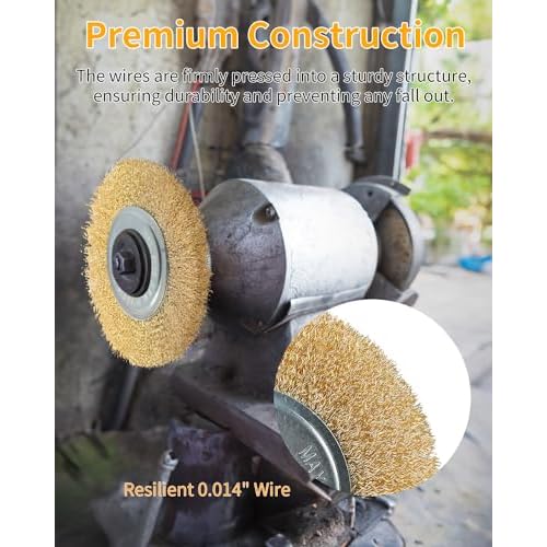 Wire Brush for Grinder - 6 Inch Fine Crimped Wire Wheel for Bench Grinder with 1/2" and 5/8" Arbor(0.012Inch Wire Size), Efficiently Polish Nuts, Bolts and Assorted Car Parts.