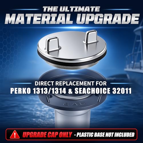 TurtBluse 1PC Marine Deck Fill Cap 316 Stainless Steel, 1-1/2" Thread, Replaces Perko 1313/1314 & Seachoice 32011