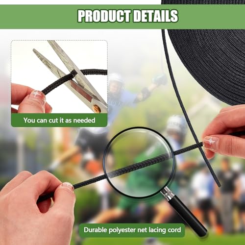 92ft Lacrosse Goal Net Lacing Cord - Durable Polyester - Black
