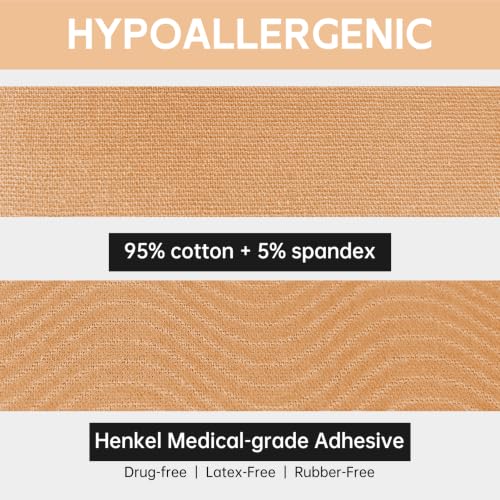 Kinesiology Tape - Waterproof Elastic Muscle Support Tape, Beige, 2 in x 16.4 ft