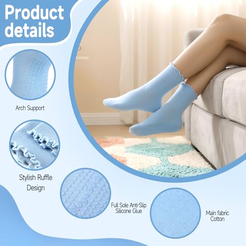 Non-Slip Pilates Grip Socks for Women - Blue, Green, Pink, White, Purple