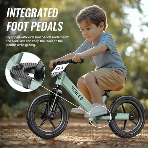 SEREED Mint Green Toddler Balance Bike for 2-5 Year Olds Adjustable Kids Bike Toy