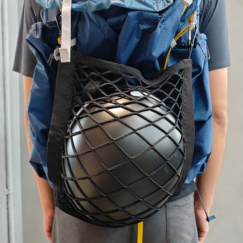 Helmet Holder for Backpack - Elastic Helmet Cover with 4 Carabiners