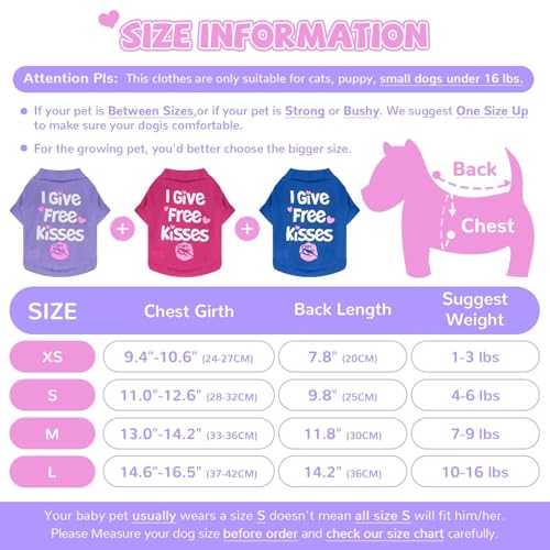Small Dog Shirts - 3 Pack Soft Cotton Tees for Girls - XS